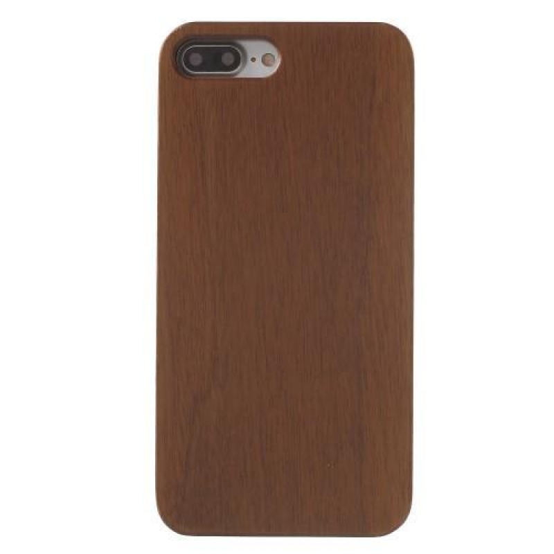 Natural plastový obal s Dřevěnými zády na iPhone 7 Plus a iPhone 8 Plus - tmavěhnědý