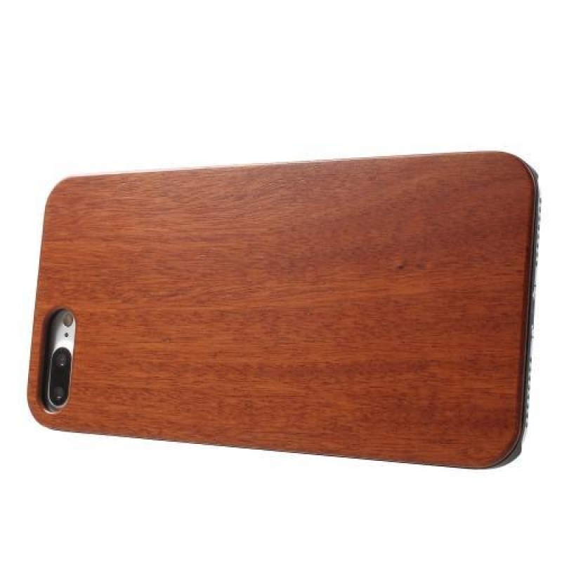 Natural plastový obal s Dřevěnými zády na iPhone 7 Plus a iPhone 8 Plus - vínový