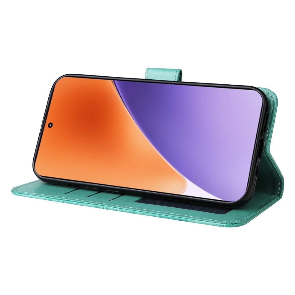 Sunflower knížkové pouzdro na Xiaomi 15 - modrozelené