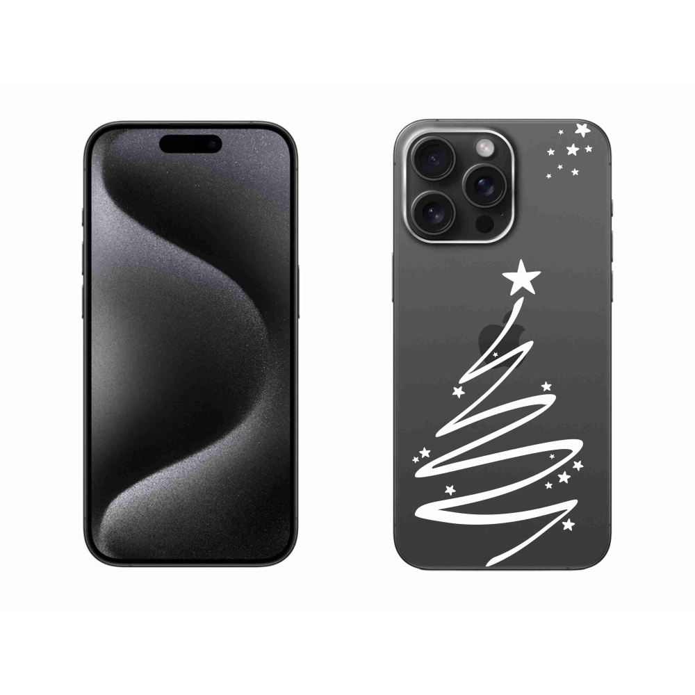 Gelový kryt mmCase na iPhone 15 Pro Max - bílý stromeček na průhledném pozadí