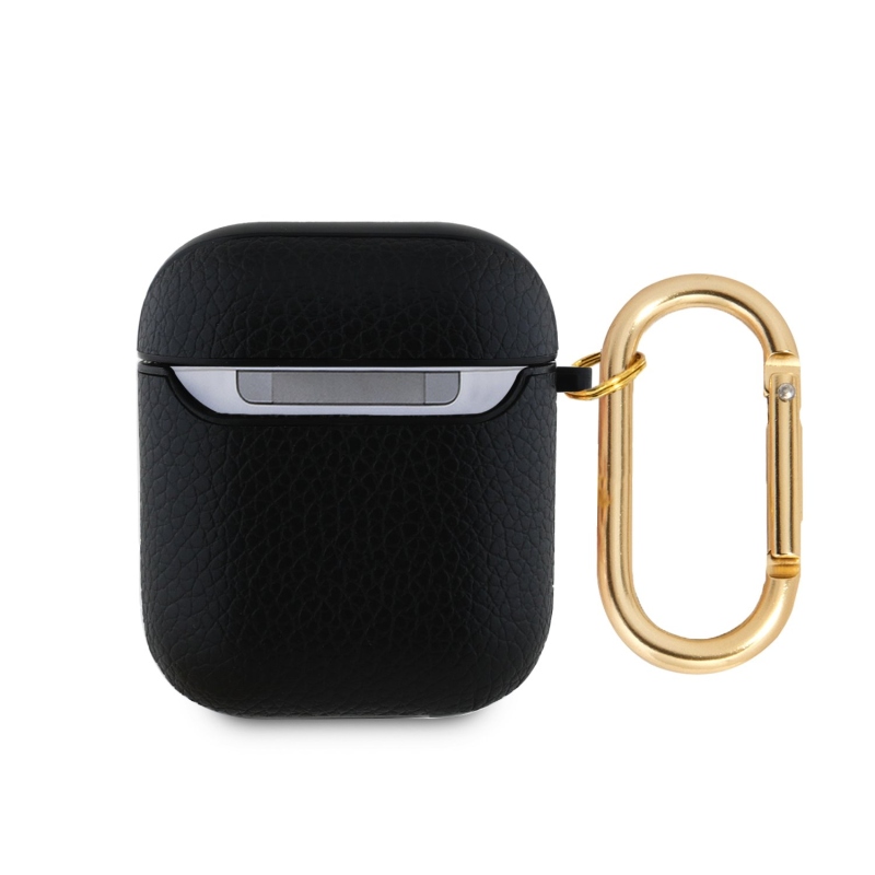 Guess PU Grained Classic Logo Pouzdro pro AirPods 1/2 Black