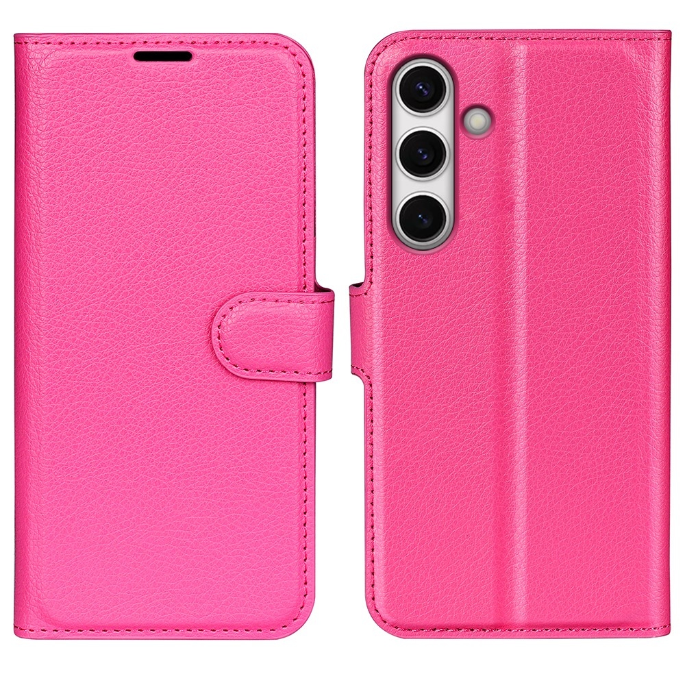 Litchi knížkové pouzdro na Samsung Galaxy S24 FE - rose