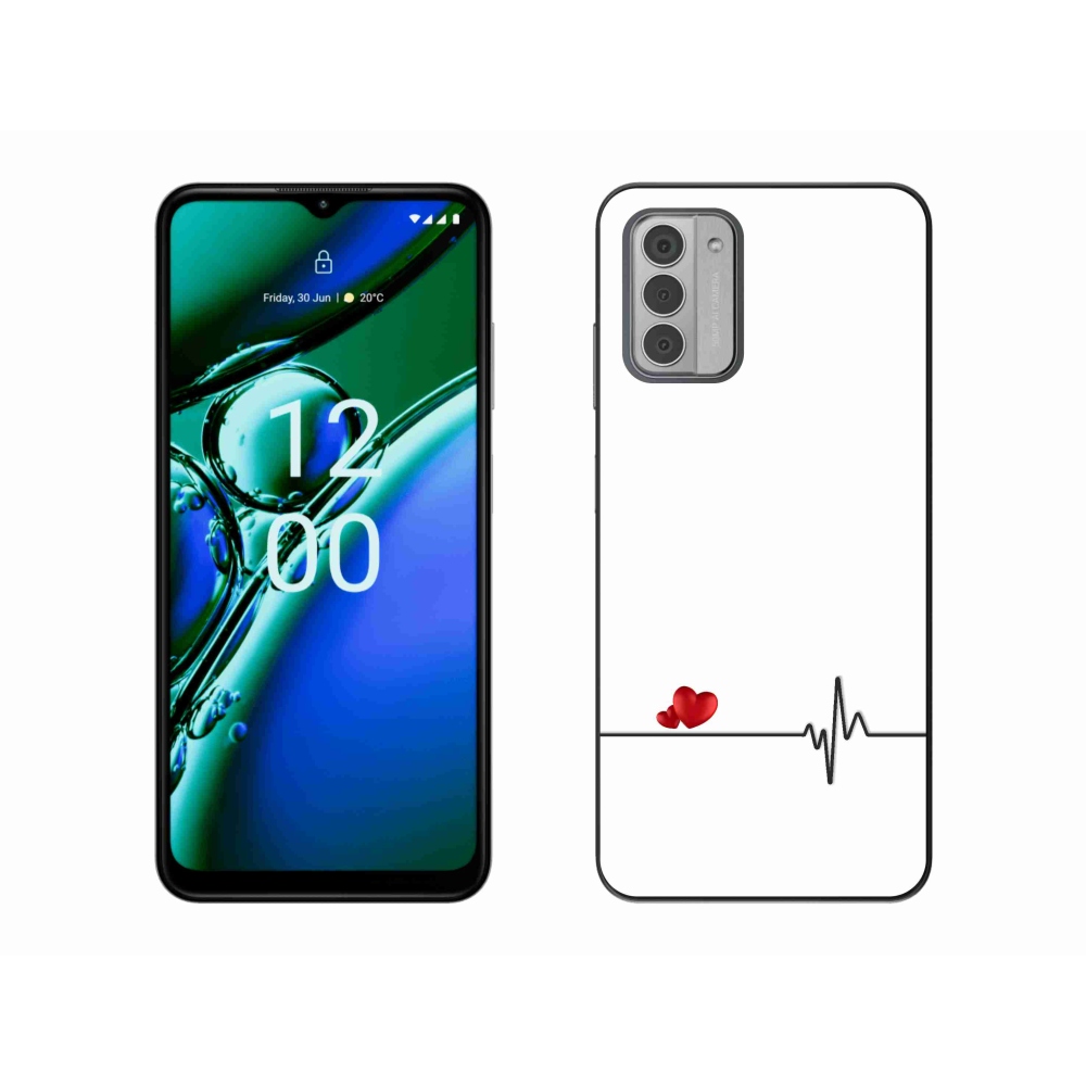 Gelový kryt mmCase na Nokia G42 - srdce a tep bílé pozadí