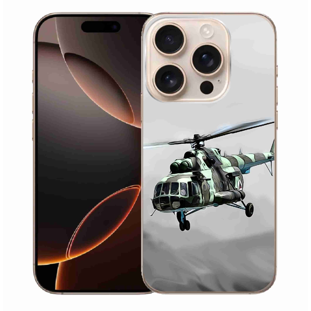Gelový kryt mmCase na iPhone 16 Pro Max - vojenský vrtulník