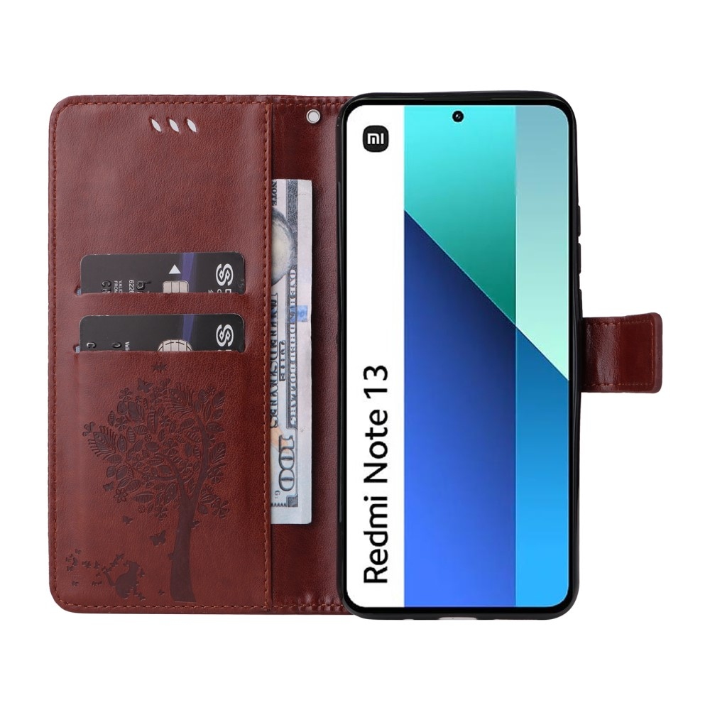 Trees knížkové pouzdro na Xiaomi Redmi Note 13 - hnědé