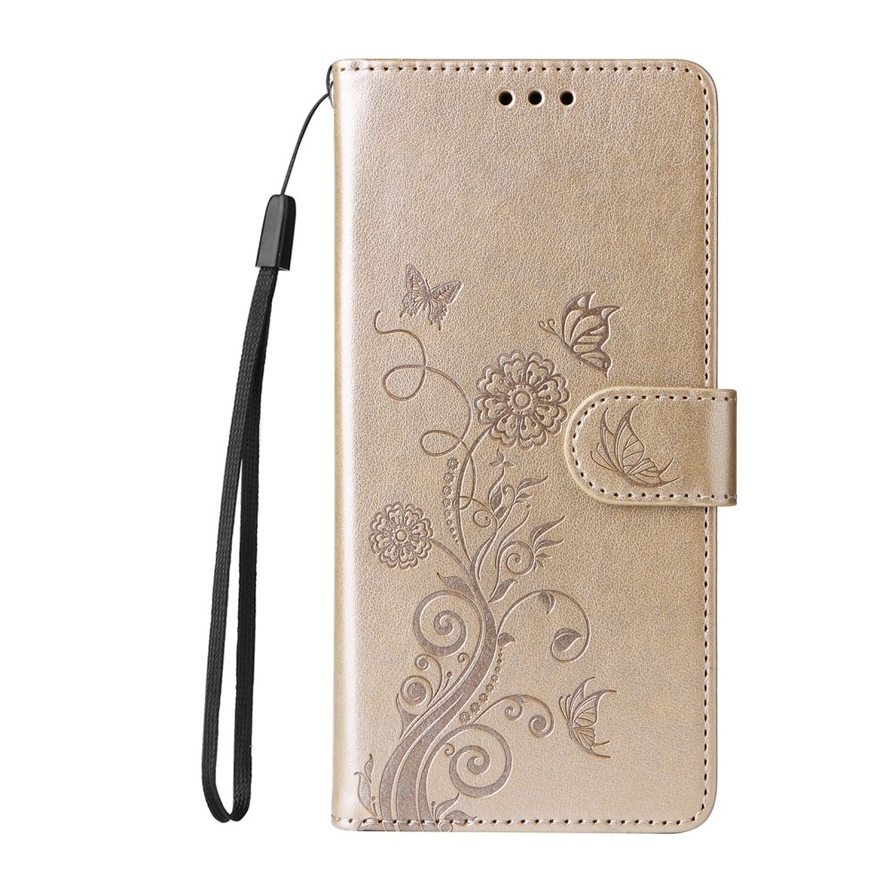 Flowery knížkové pouzdro na Xiaomi Redmi A5 (173.45x79.35x8.45mm) - zlaté