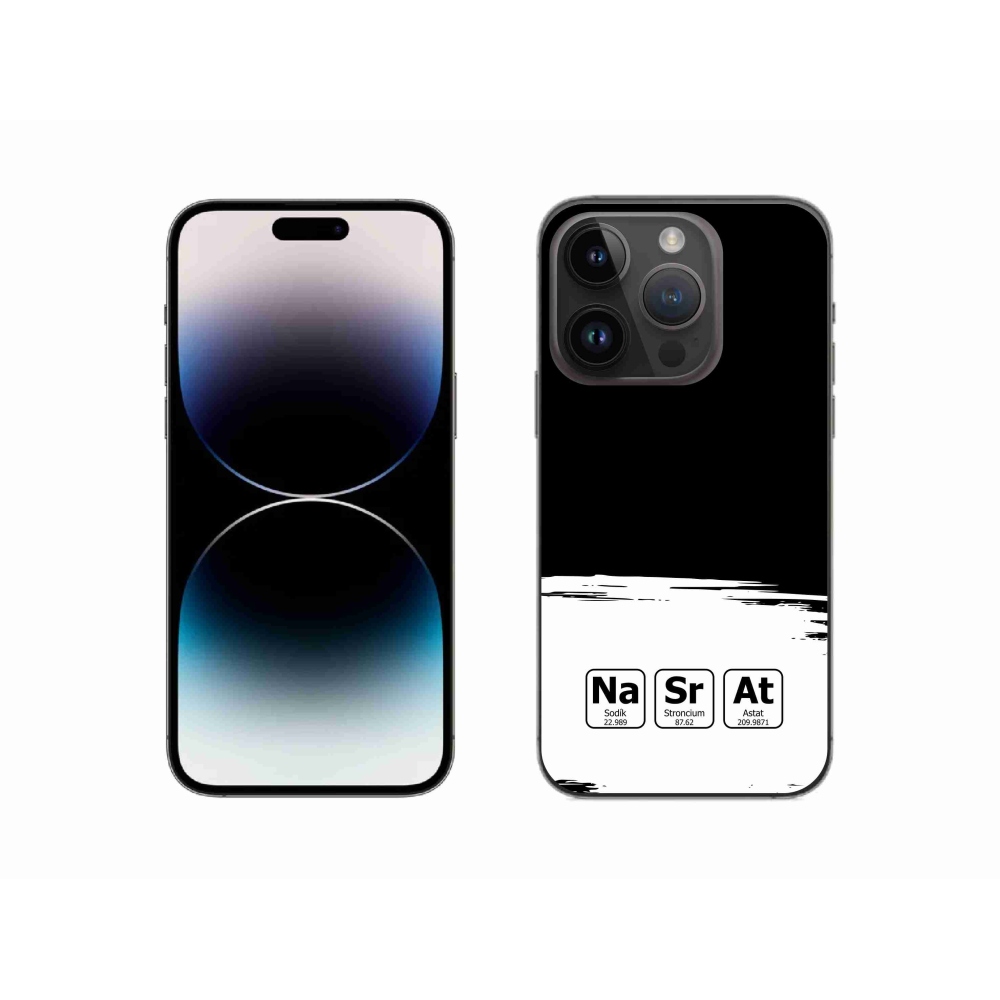 Gelový kryt mmCase na iPhone 14 Pro 6.1 - chemické prvky bíločerné pozadí