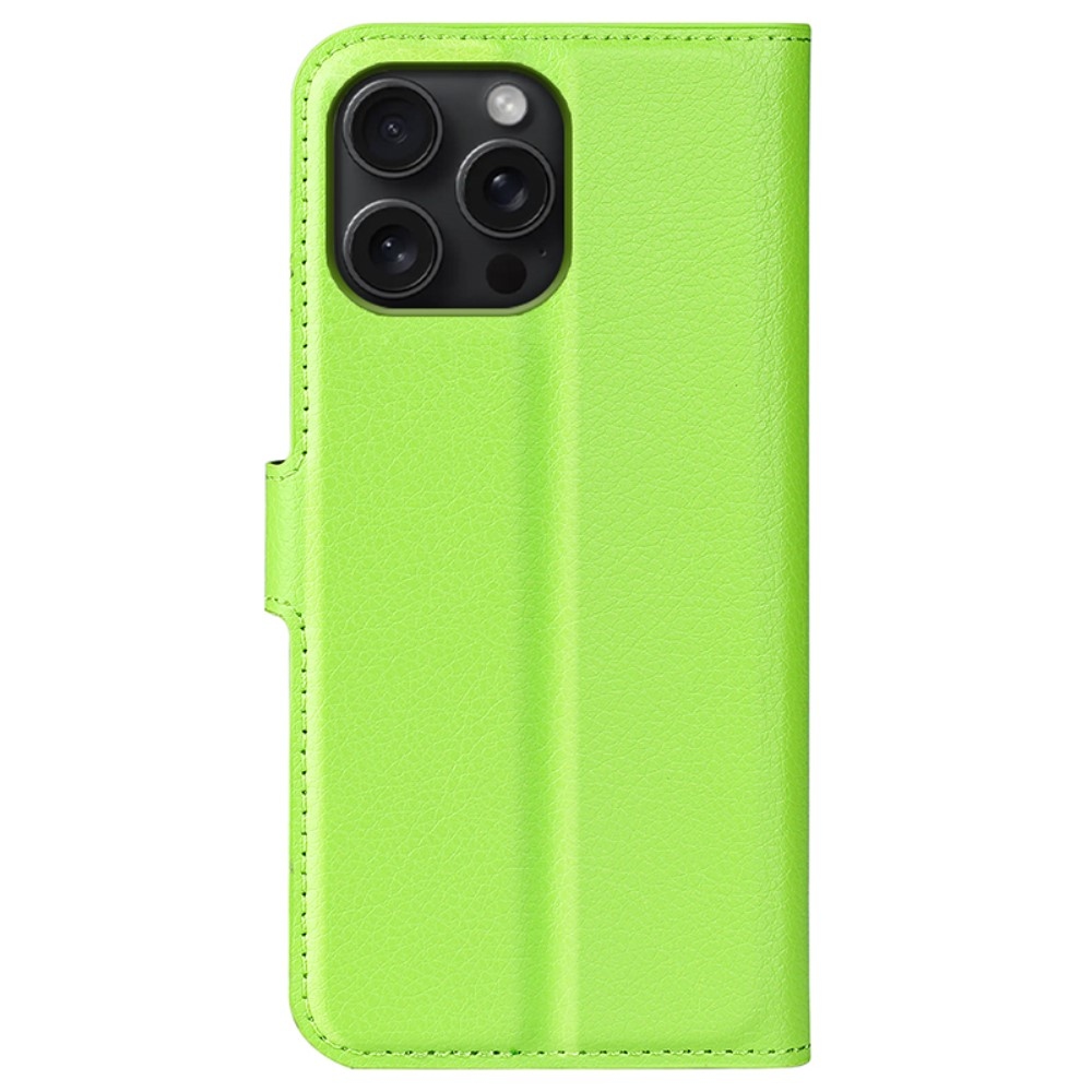 Litchi knížkové pouzdro na iPhone 16 Pro - zelené