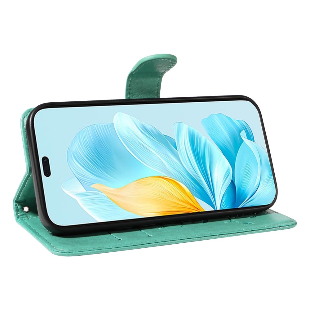 Flowers knížkové pouzdro na Honor 200 Lite 5G - modrozelené