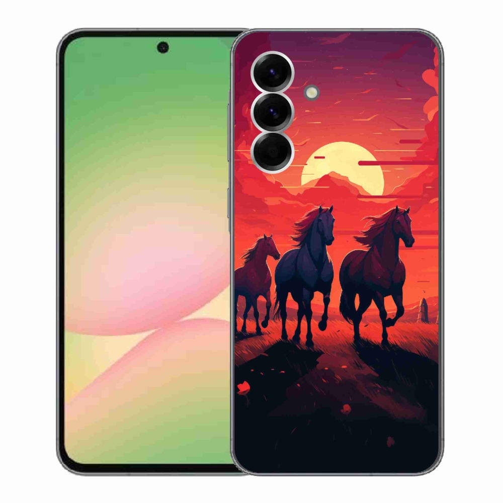 Gelový kryt mmCase na Samsung Galaxy A56 5G - koně a západ slunce