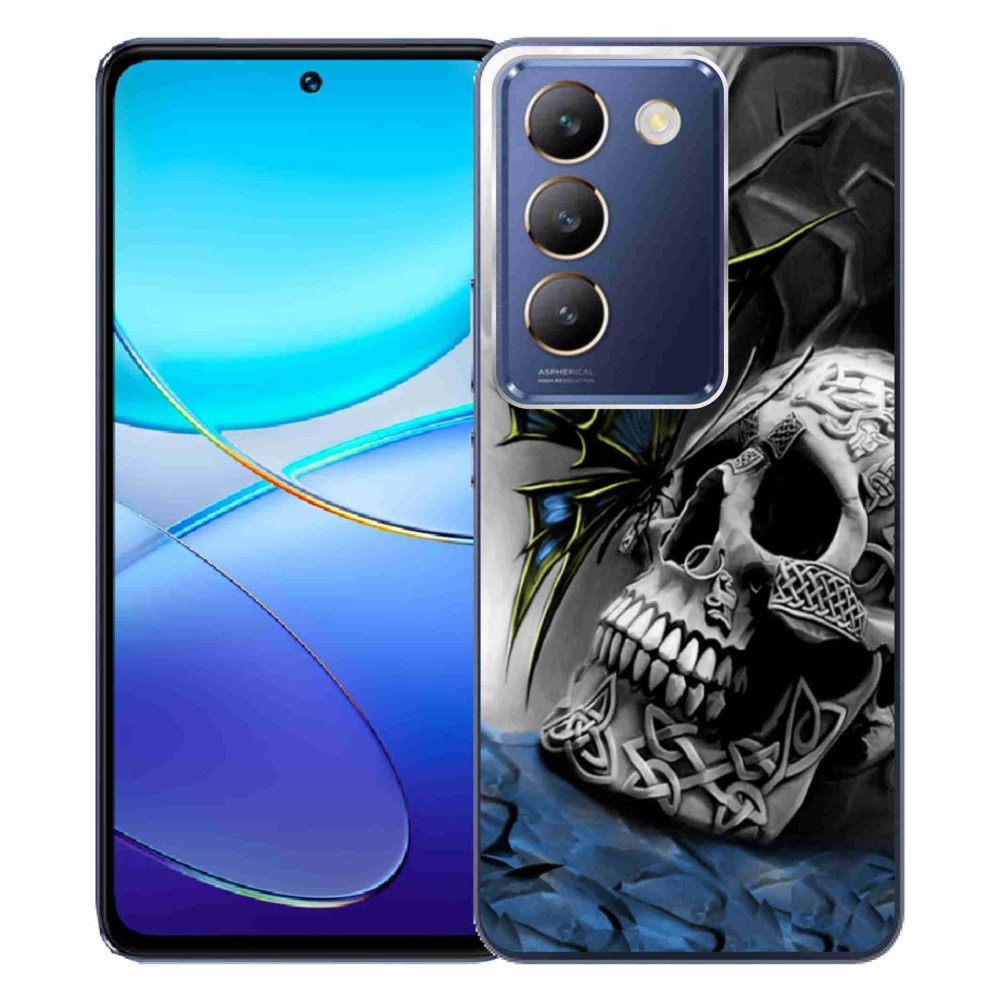 Gelový kryt mmCase na Vivo V40 SE 4G/5G - motýl a lebka