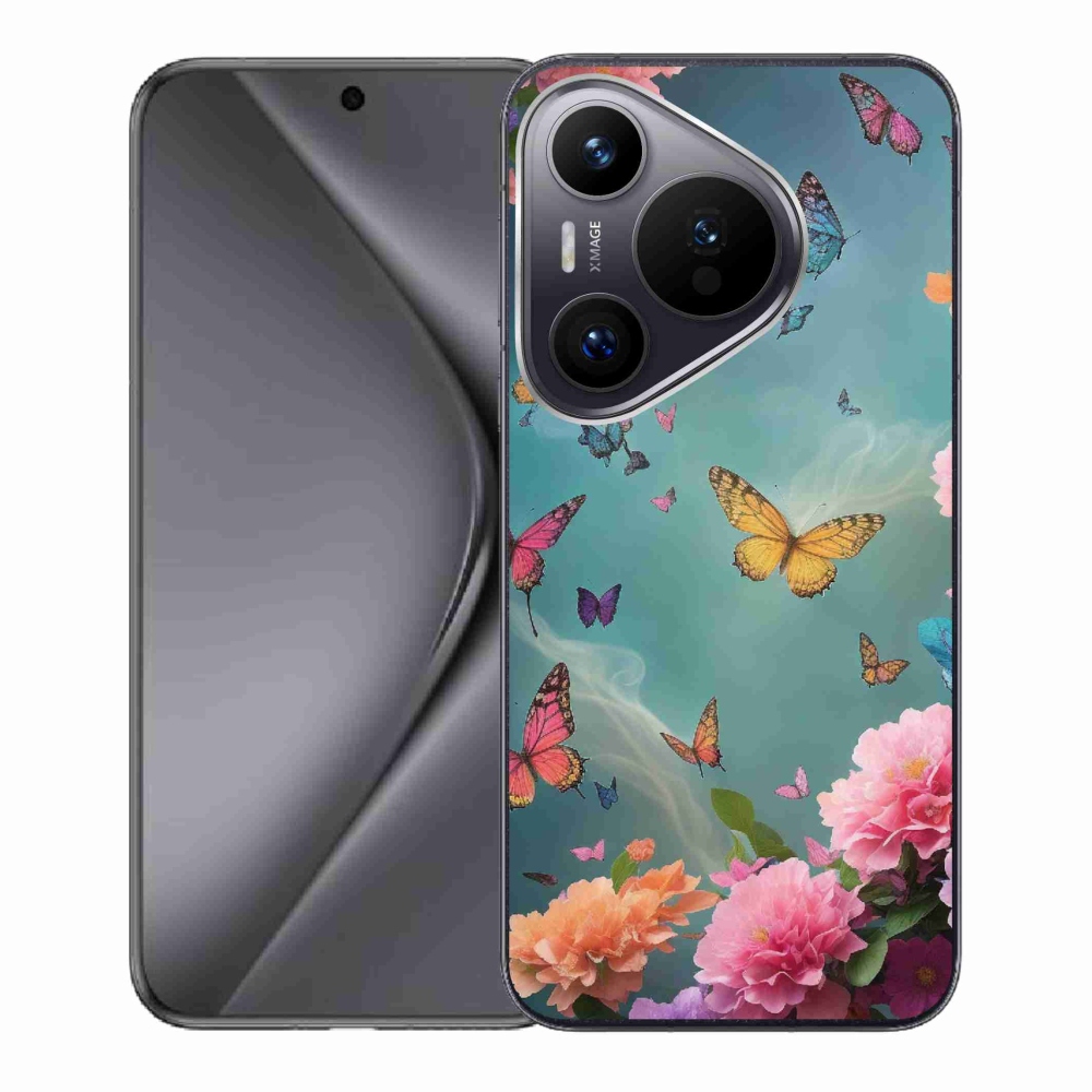 Gelový kryt mmCase na Huawei Pura 70 - barevné květy a motýli