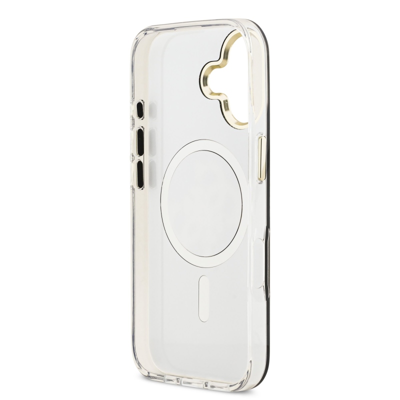 Guess PC/TPU Mirror 4G Glitter Logo MagSafe Zadní Kryt pro iPhone 17 Gold