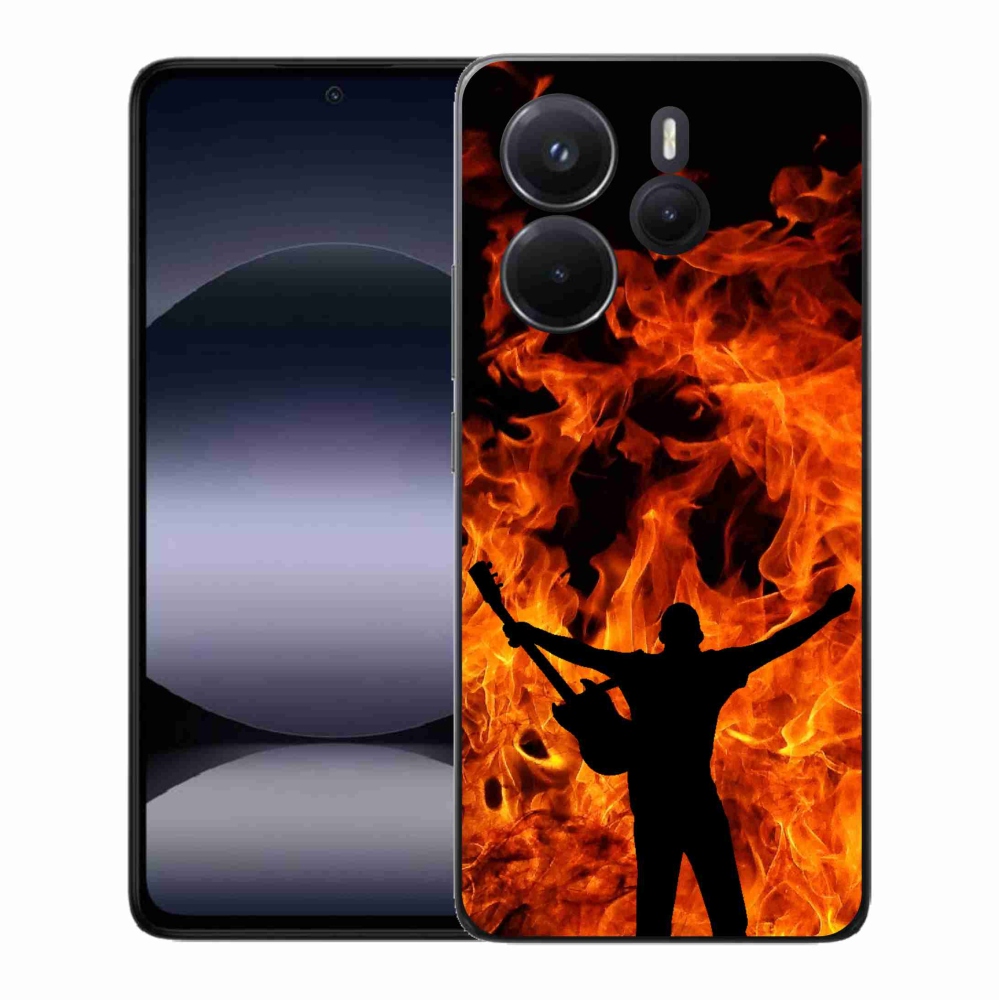 Gelový kryt mmCase na Xiaomi Redmi Note 14 - muzikant a oheň
