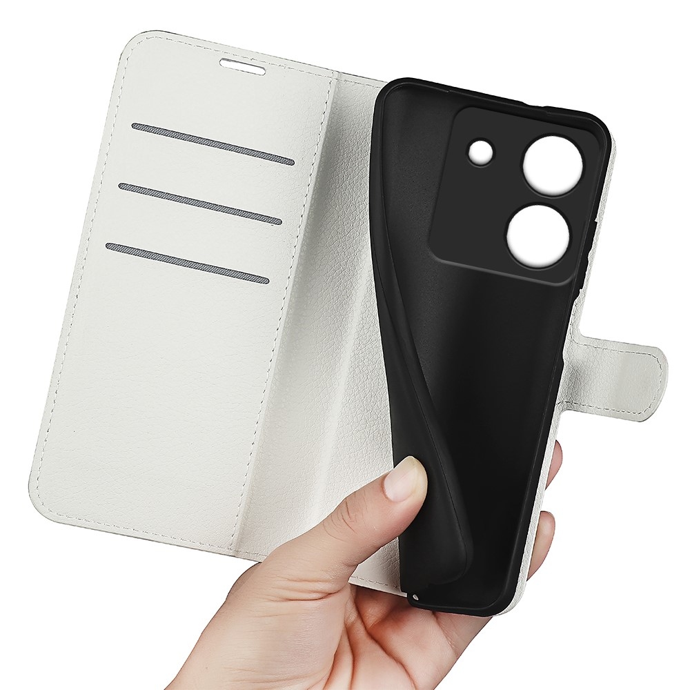 Litchi knížkové pouzdro na Xiaomi Poco M7 Pro 5G - bílé