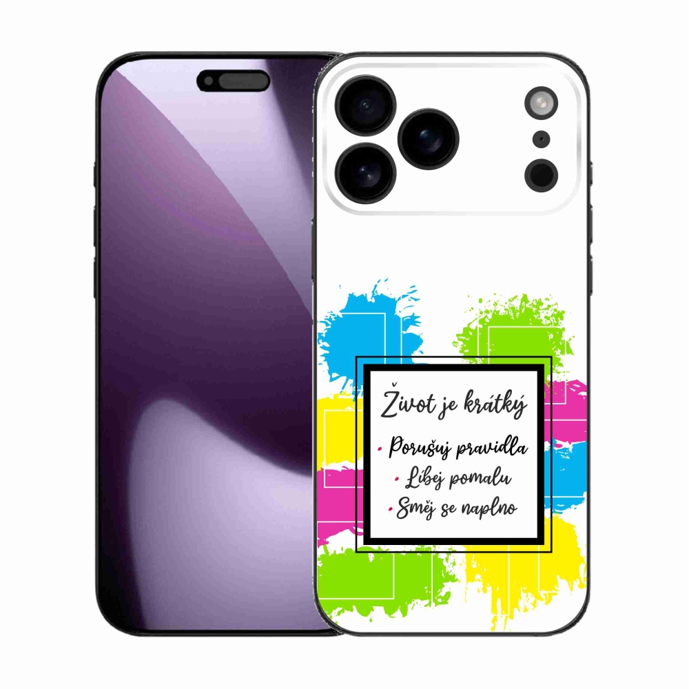 Gelový kryt mmCase na iPhone 17 Pro Max - citát 5 bílé pozadí