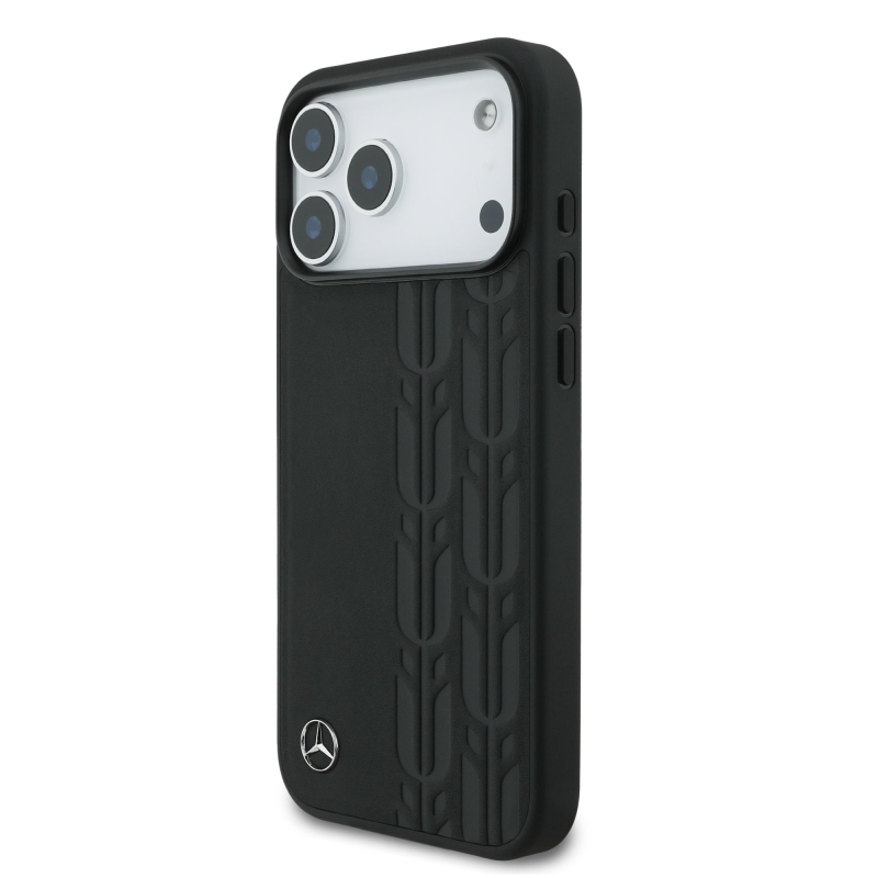 Mercedes Leather Laurel Leaves MagSafe Zadní Kryt pro iPhone 17 Pro Max Black