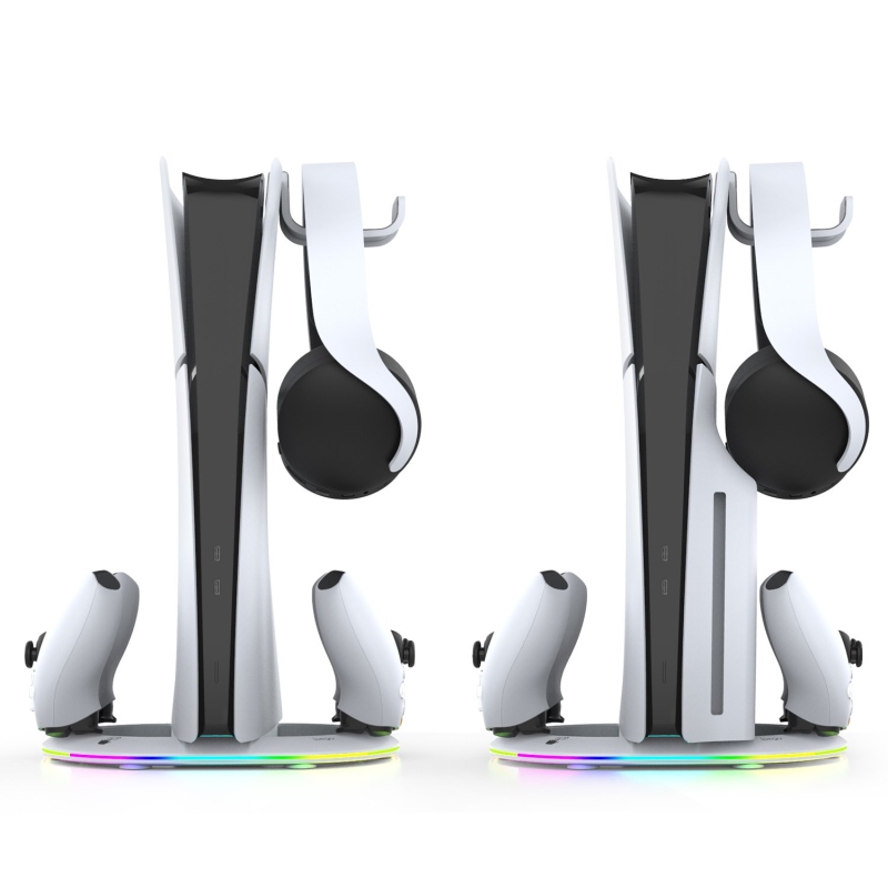 iPega P5S045 Vertikální Nabíjecí Stojan s RGB pro PS5/PS5 Slim White