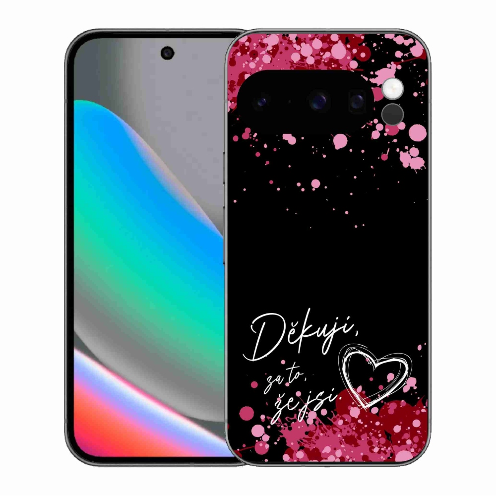 Gelový kryt mmCase na Google Pixel 10 Pro - zamilovaný text 2 černé pozadí