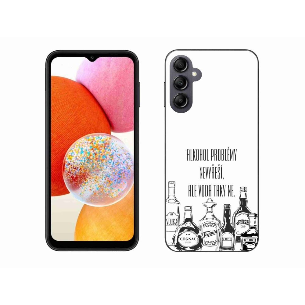 Gelový kryt mmCase na Samsung Galaxy A14 4G/5G - vtipný text bílé pozadí
