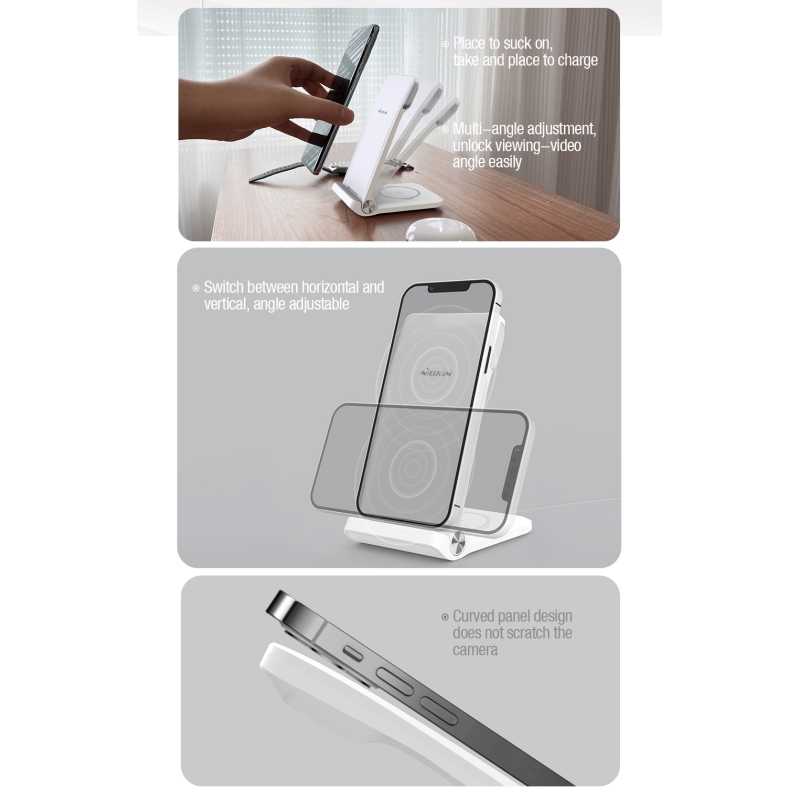 Nillkin PowerTrio 3v1 Bezdrátová Nabíječka pro Apple Watch White (MFI)