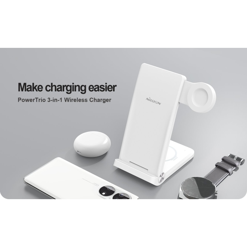 Nillkin PowerTrio 3v1 Bezdrátová Nabíječka pro Samsung Watch White