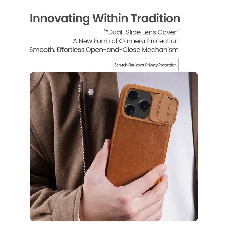Nillkin Qin Book PRO Pouzdro pro Apple iPhone 17 Pro Brown