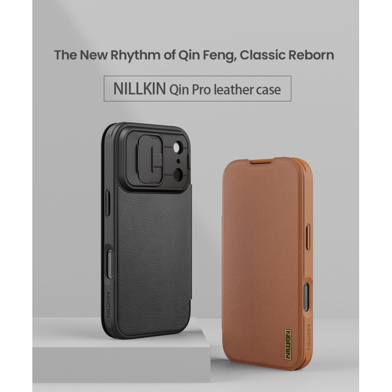 Nillkin Qin Book PRO Pouzdro pro Apple iPhone 17 Pro Brown