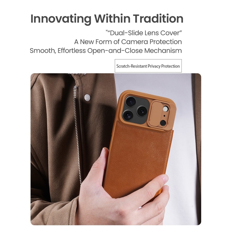 Nillkin Qin Book PRO Pouzdro pro Apple iPhone 17 Pro Max Brown