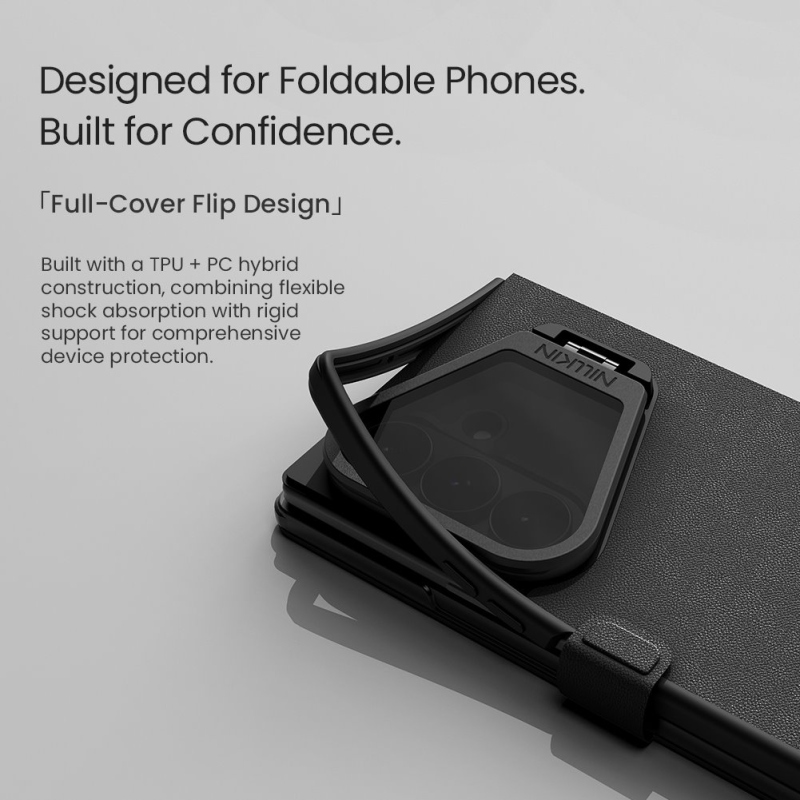 Nillkin Qin Book Prop Silicone Leather Magnetic Pouzdro pro Samsung Galaxy Z Fold 8 Ultra Black