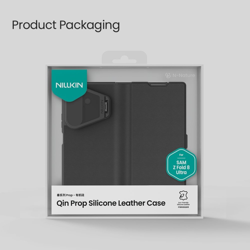 Nillkin Qin Book Prop Silicone Leather Magnetic Pouzdro pro Samsung Galaxy Z Fold 8 Ultra Black