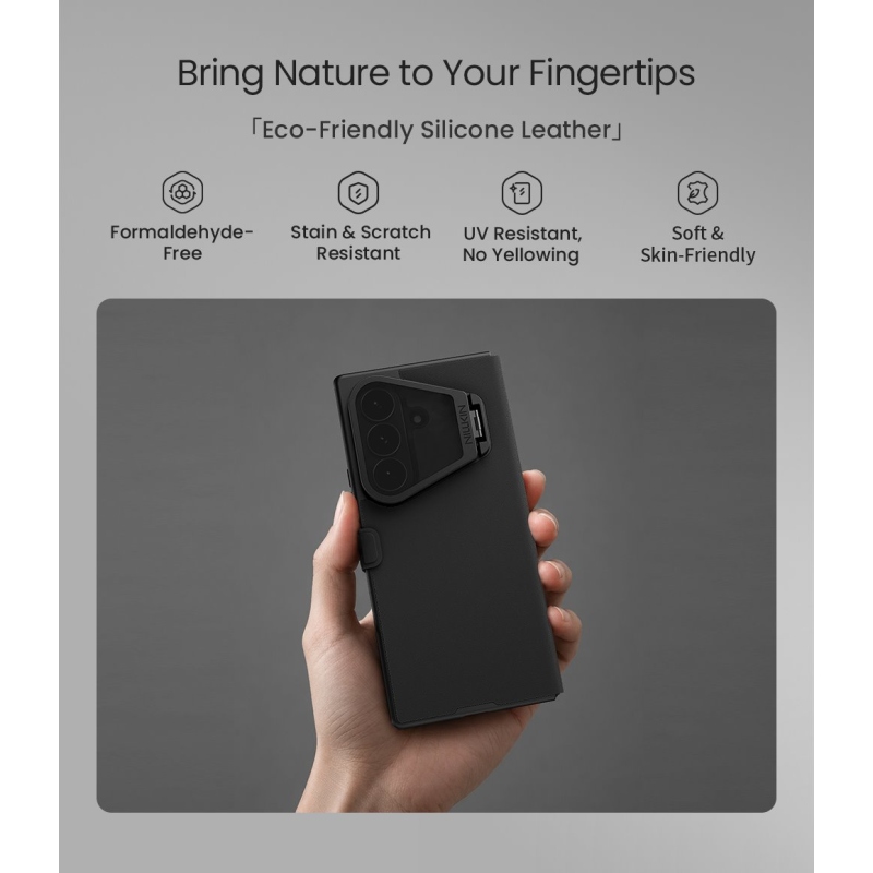 Nillkin Qin Book Prop Silicone Leather Magnetic Pouzdro pro Samsung Galaxy Z Fold 8 Ultra Black
