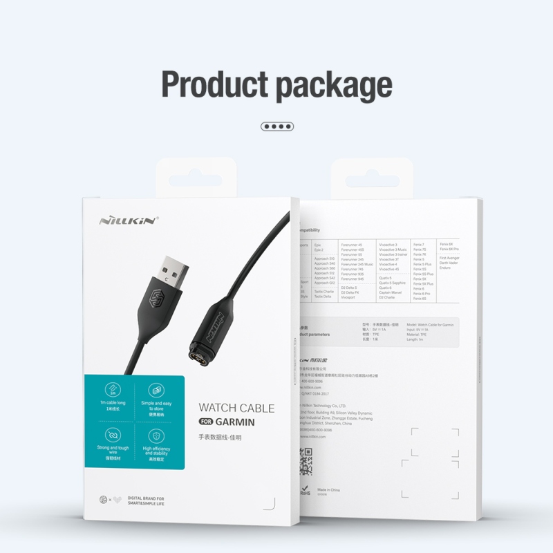 Nillkin USB Datový a Nabíjecí Kabel pro Garmin Watch Black