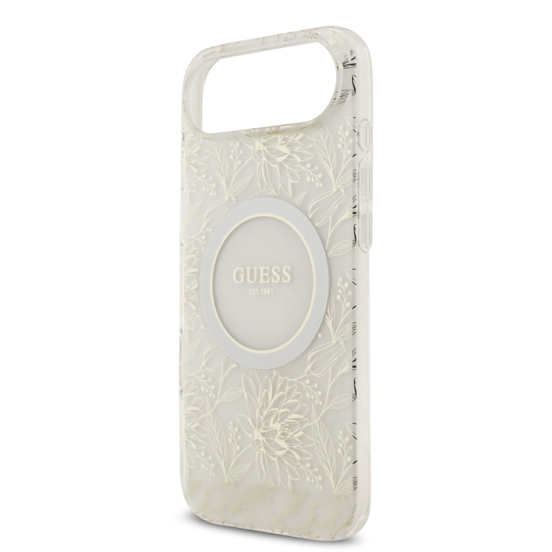 Guess IML Flowers Allover Strap MagSafe Zadní Kryt pro iPhone Air White