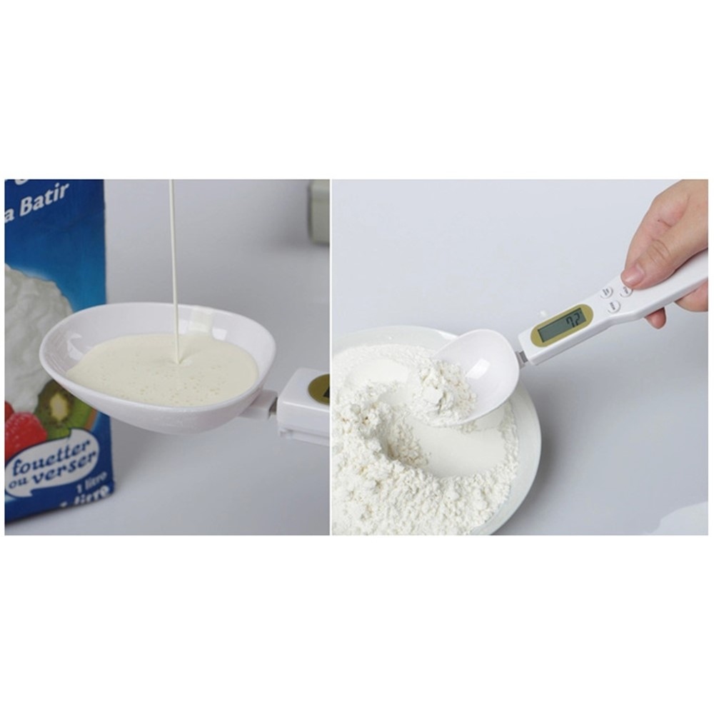 Odměrná elektronická lžíce s displejem pro vážení do 500 g - bílá