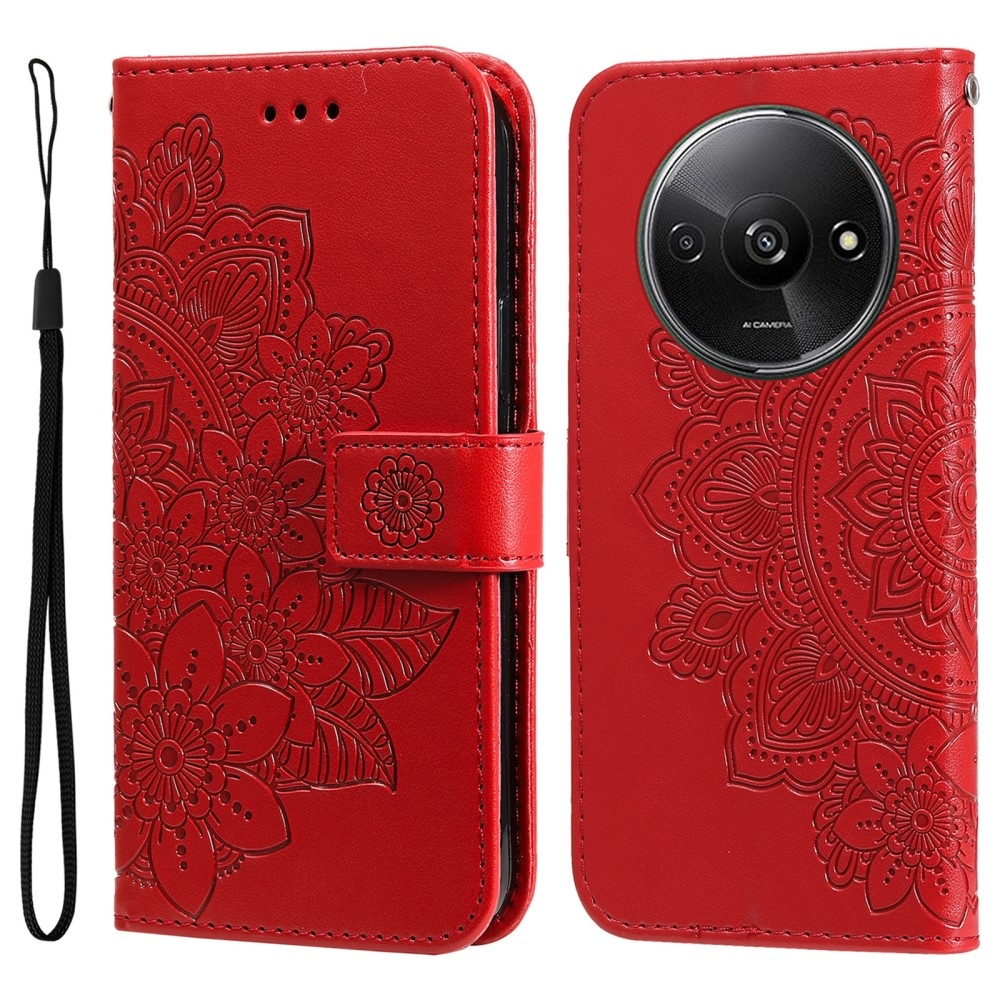 Mandala knížkové pouzdro na Xiaomi Redmi A3 - červené