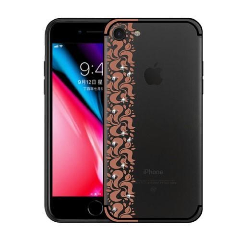 Nixi gelový obal s krajkovým motivem na iPhone 7 a iPhone 8 - hnědý