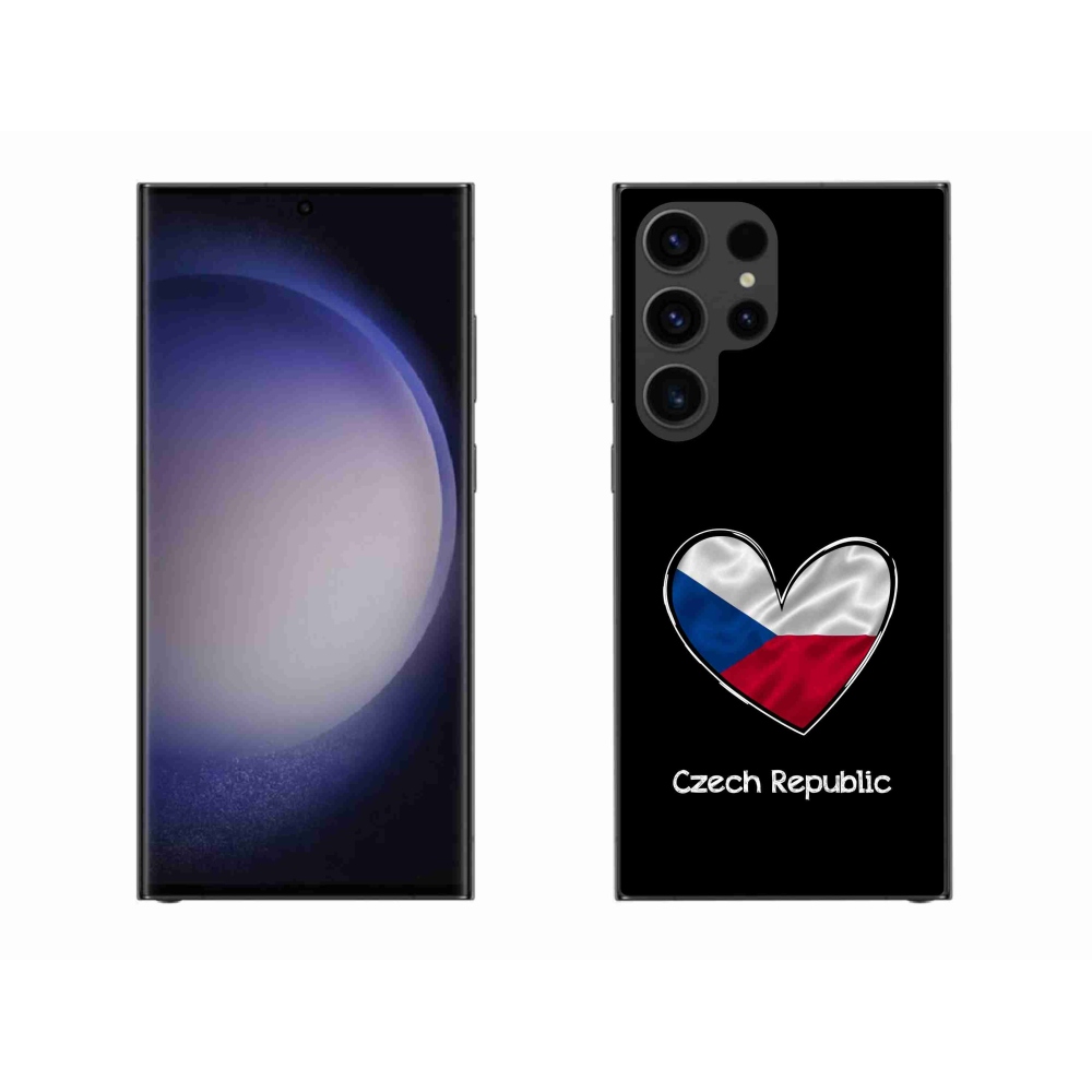 Gelový kryt mmCase na Samsung Galaxy S23 Ultra 5G - vlajka srdce černé pozadí