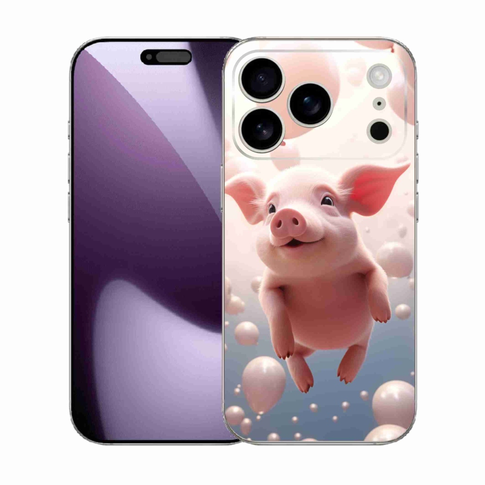 Gelový kryt mmCase na iPhone 17 Pro - prasátko s balónky