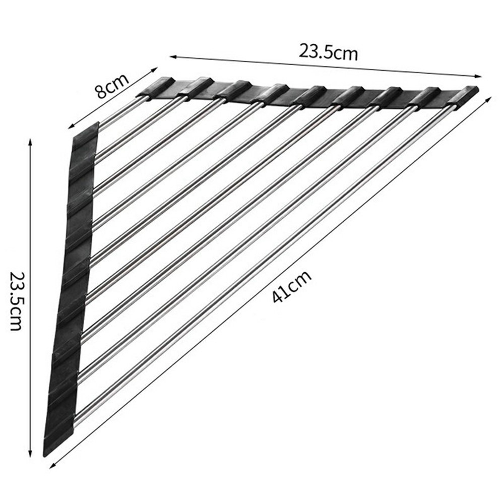 Rolovací nerezový odkapávač na nádobí nad dřez v černém provedení