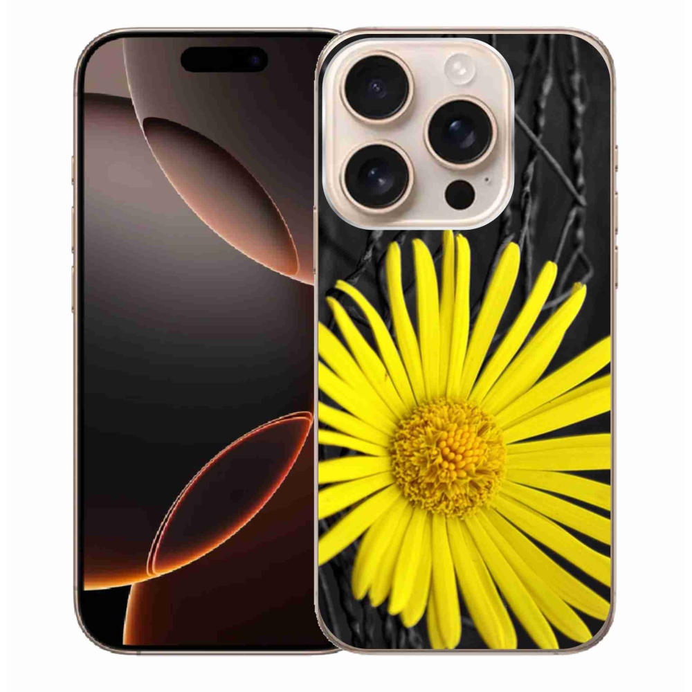 Gelový kryt mmCase na iPhone 16 Pro Max - žlutá květina