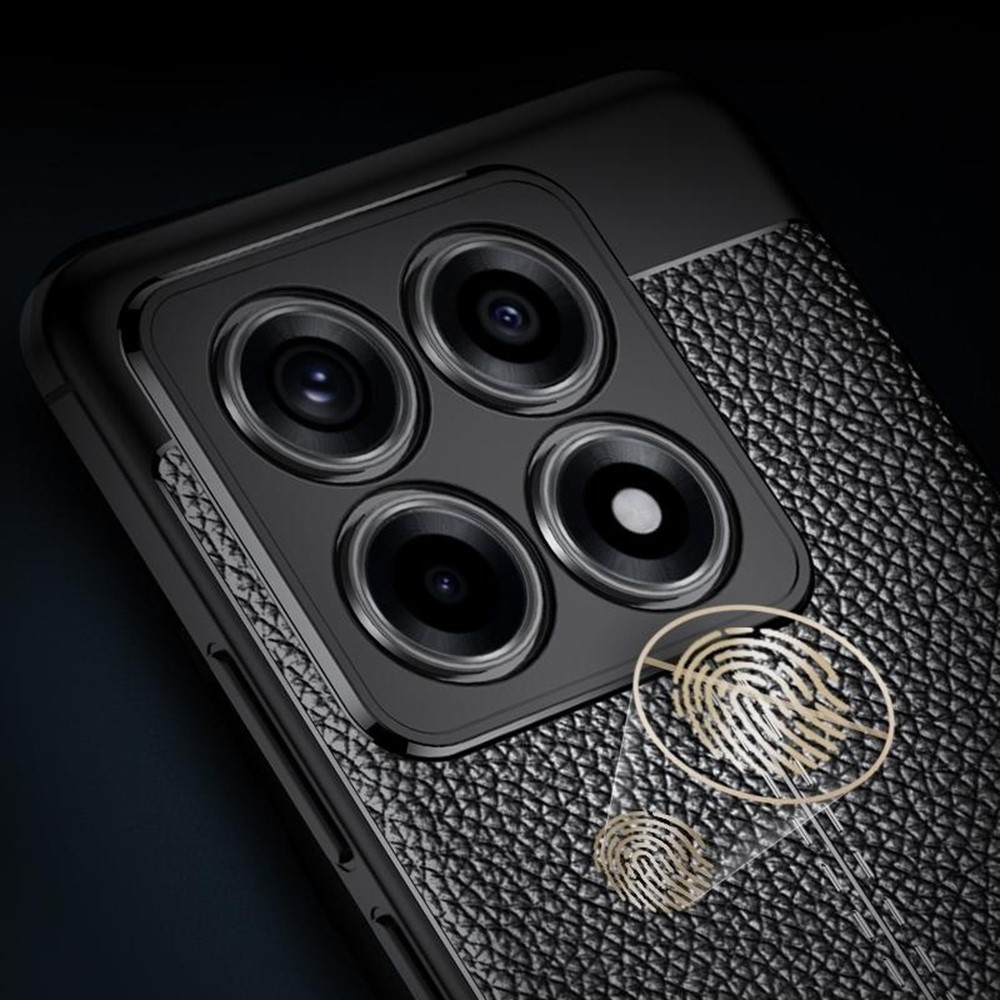 Litchi odolný gelový obal na Xiaomi 14T Pro - černý