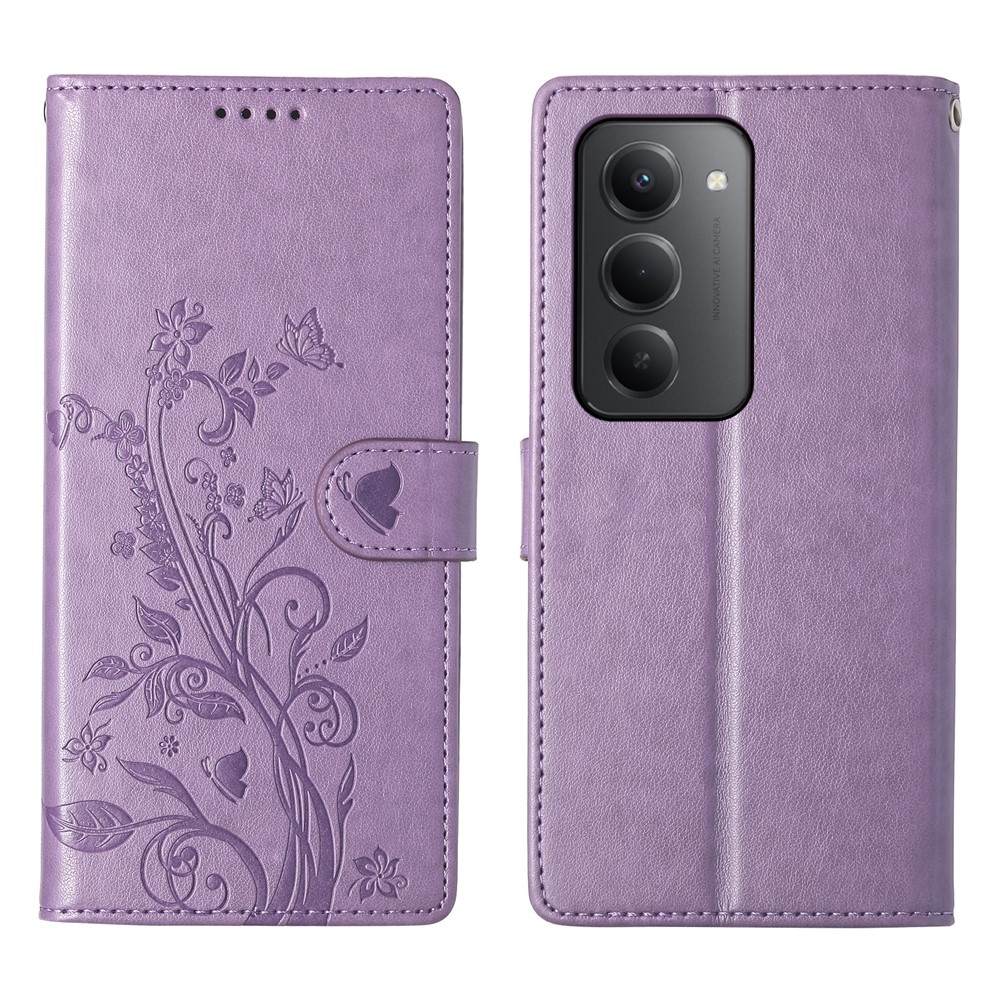 Flowery knížkové pouzdro na Xiaomi Redmi 15 5G (169mm) - fialové