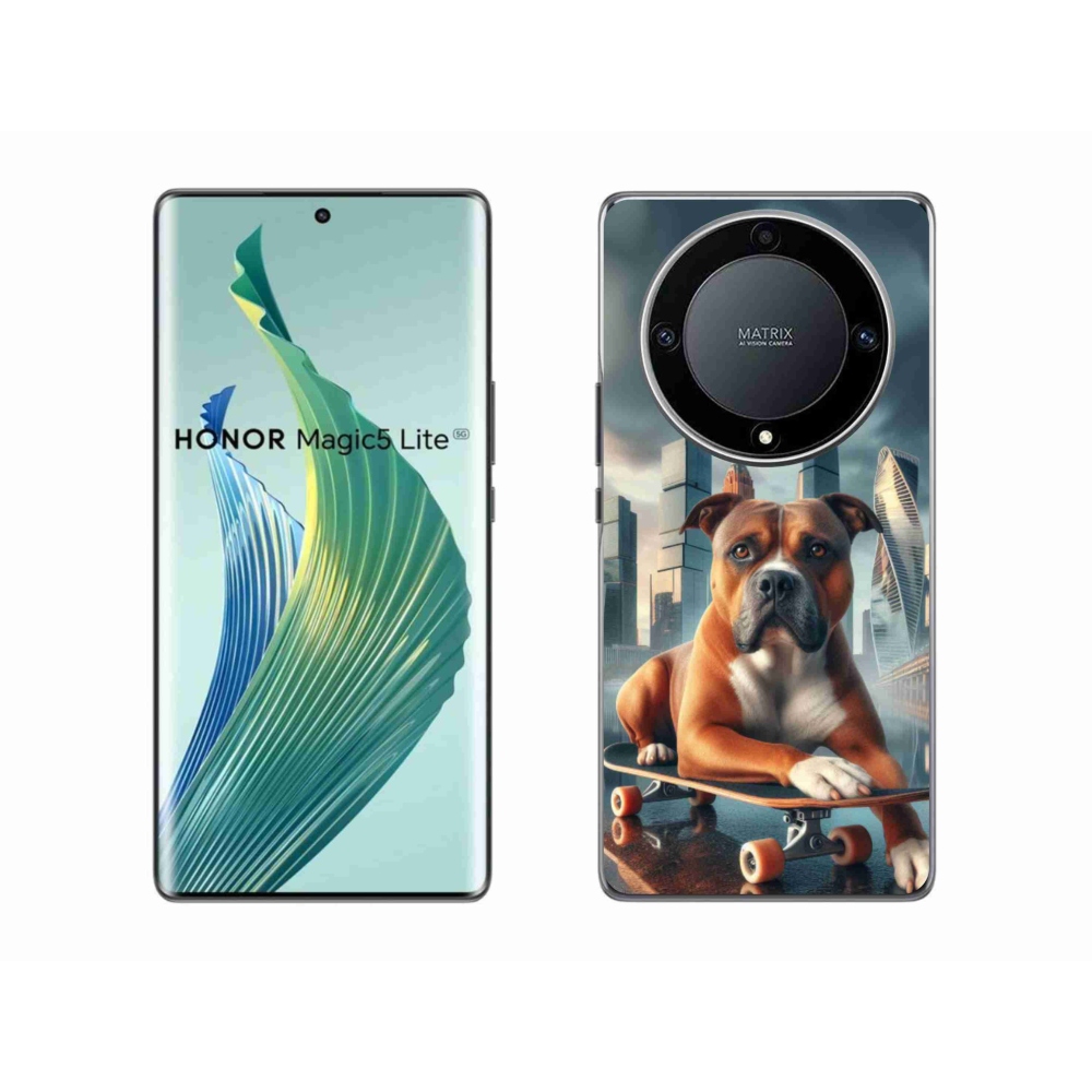 Gelový kryt mmCase na Honor Magic 5 Lite 5G - pes na skateboardu