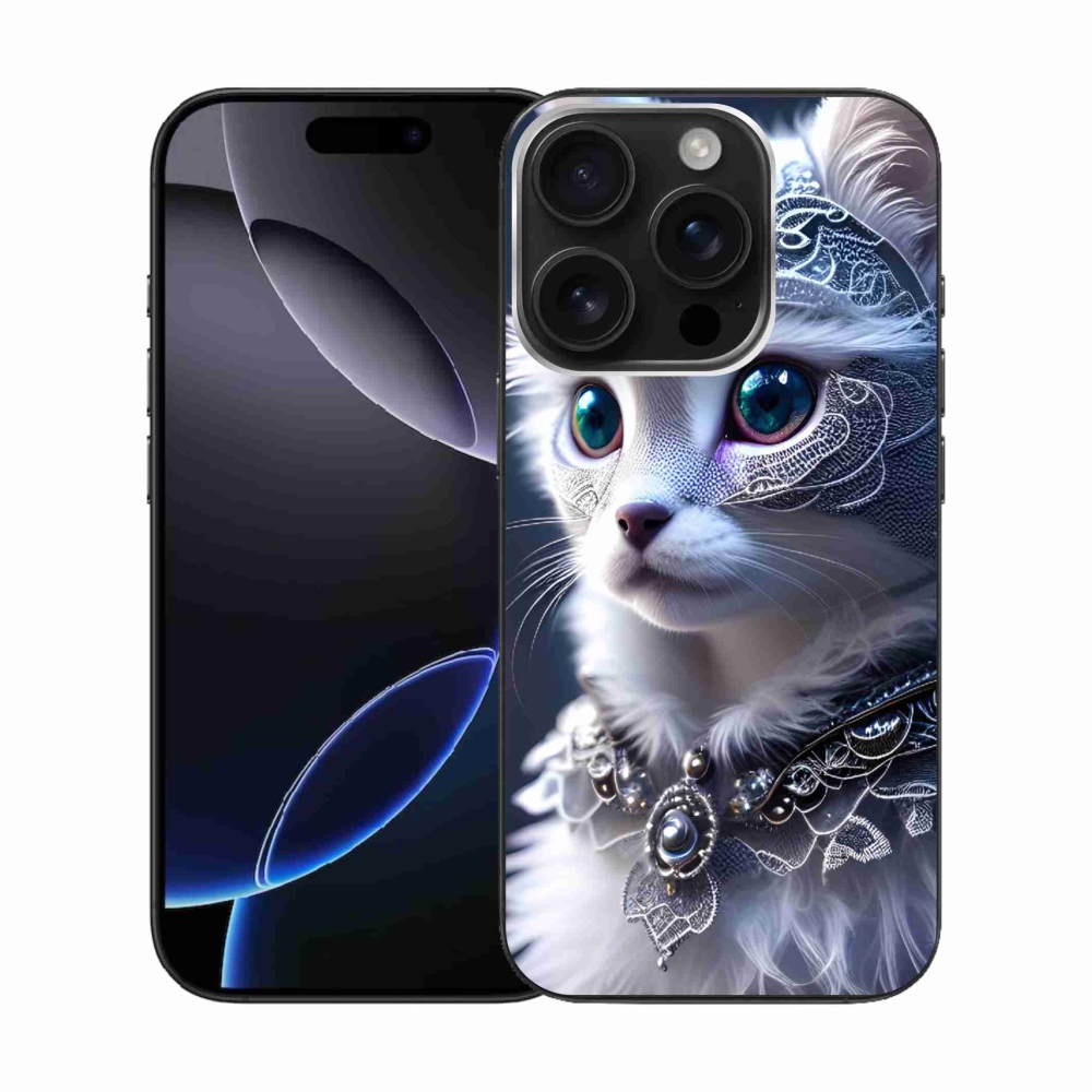 Gelový kryt mmCase na iPhone 16 Pro - bílá kočka