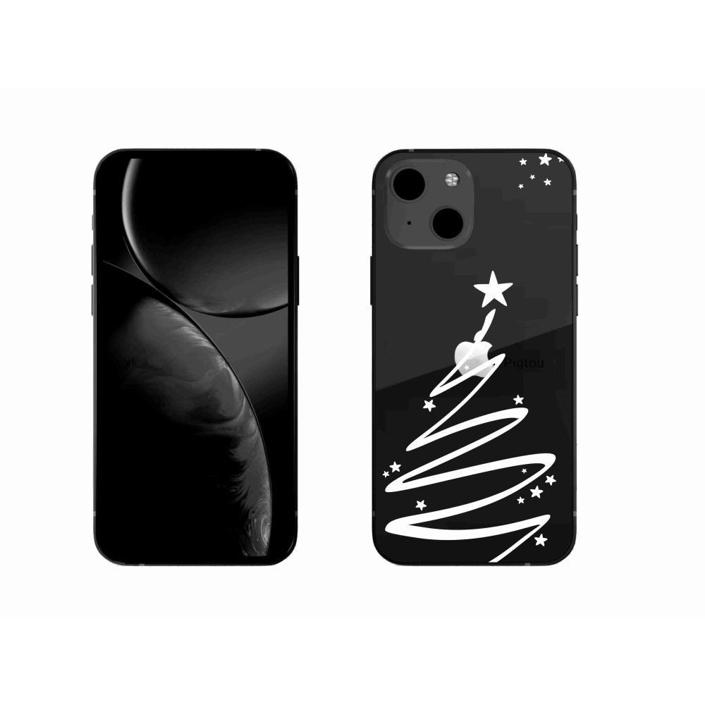 Gelový kryt mmCase na iPhone 13 6.1 - bílý stromeček na průhledném pozadí