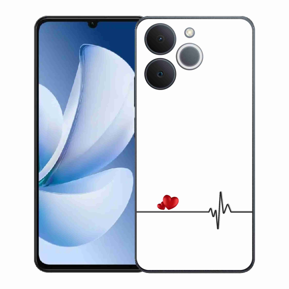Gelový kryt mmCase na Realme Note 70T - srdce a tep bílé pozadí