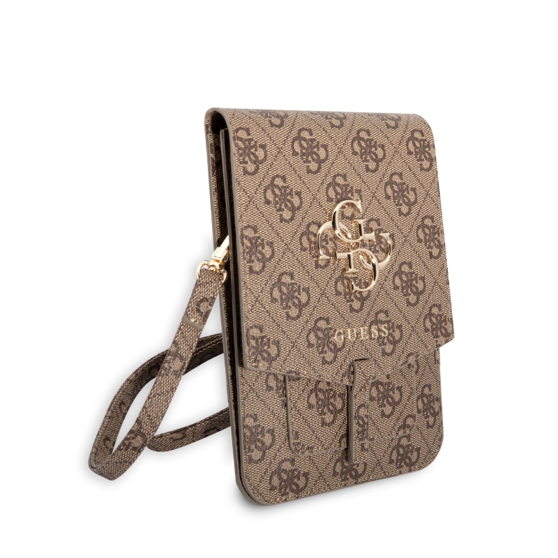 Guess PU 4G Metal Logo Phone Bag Brown
