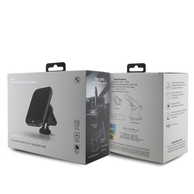 BMW Signature Edition Magnetický Indukční Držák do Auta s 15W Bezdrátovým Nabíjením Black