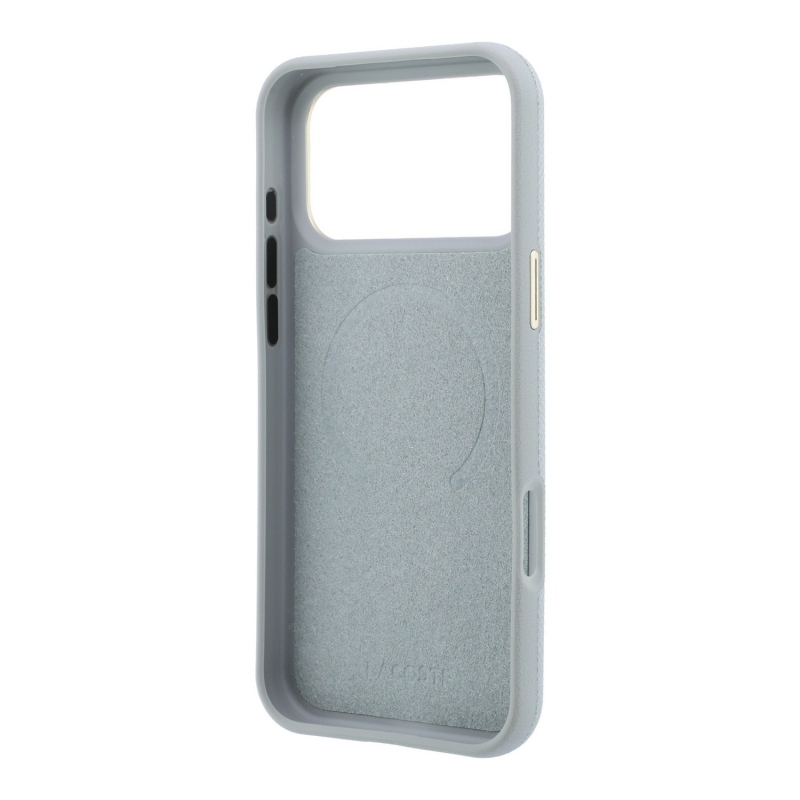 Lacoste PU Leather Champs Elysees Gold Logo MagSafe Zadní Kryt pro iPhone 18 Pro Light Grey